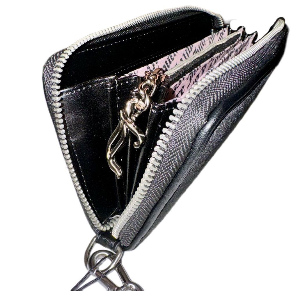 Juicy Couture Black Velour Twig Dogs Logo Embroidered Wallet Wristlet Clutch Bag - Picture 9 of 13